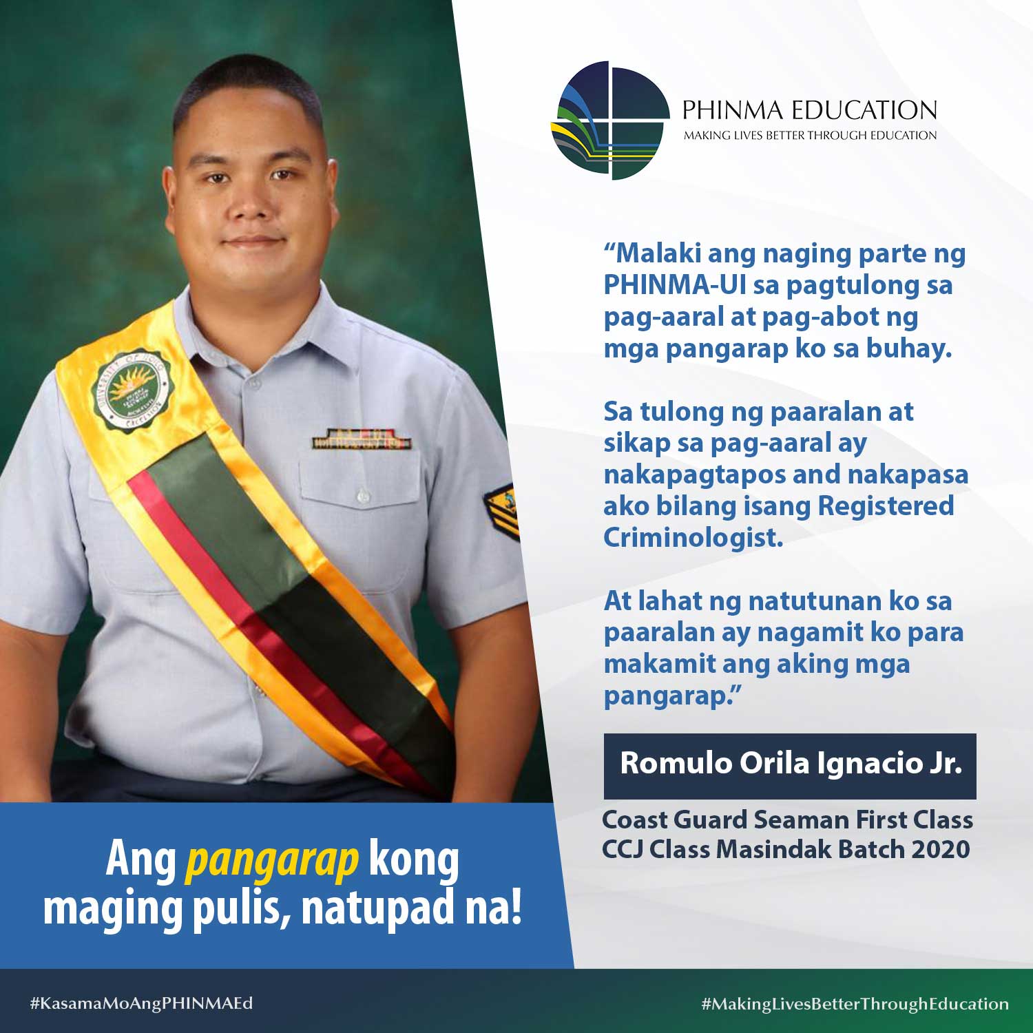 Alumni Testimony: Romulo Orila Ignacio Jr.